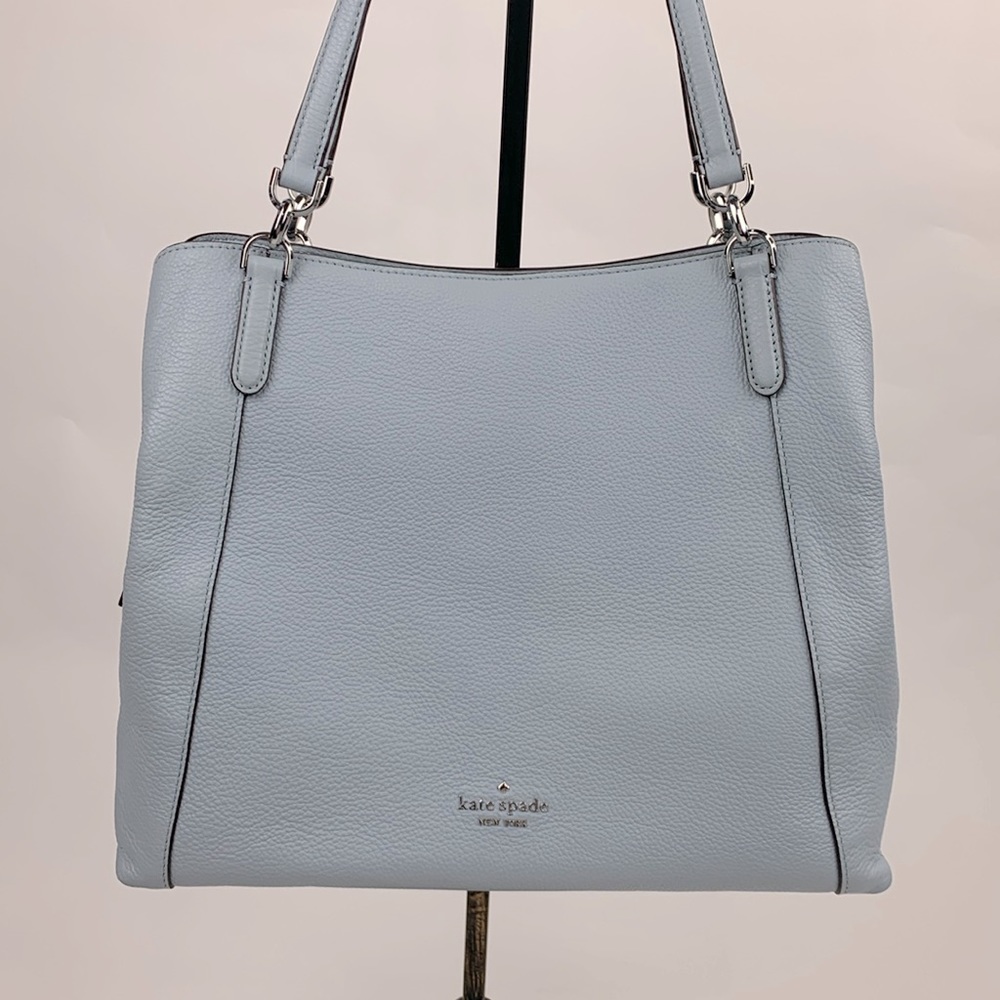 Kate Spade Leather Jackson Triple Compartment Shoulder Bag Frosted Blue NEW
